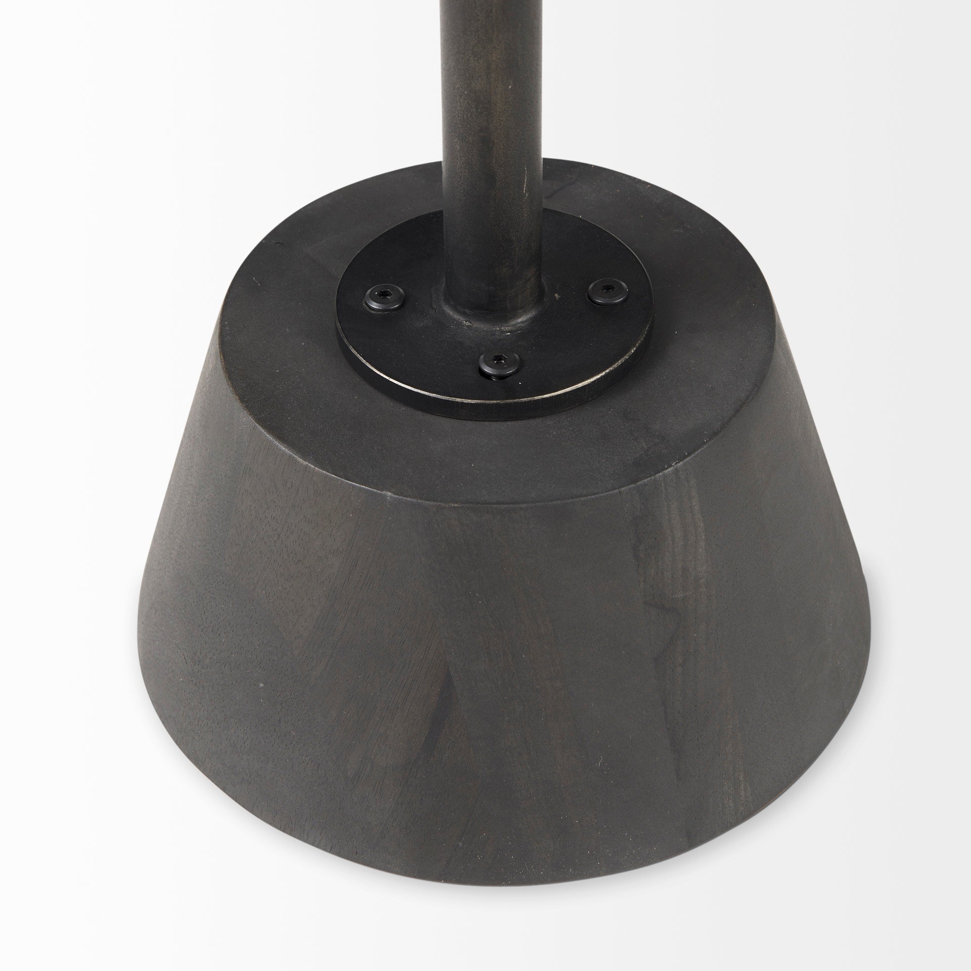 Maxwell 20" Round Dark Brown Wood w/ Black Metal Pedestal Side Table - Central Designs