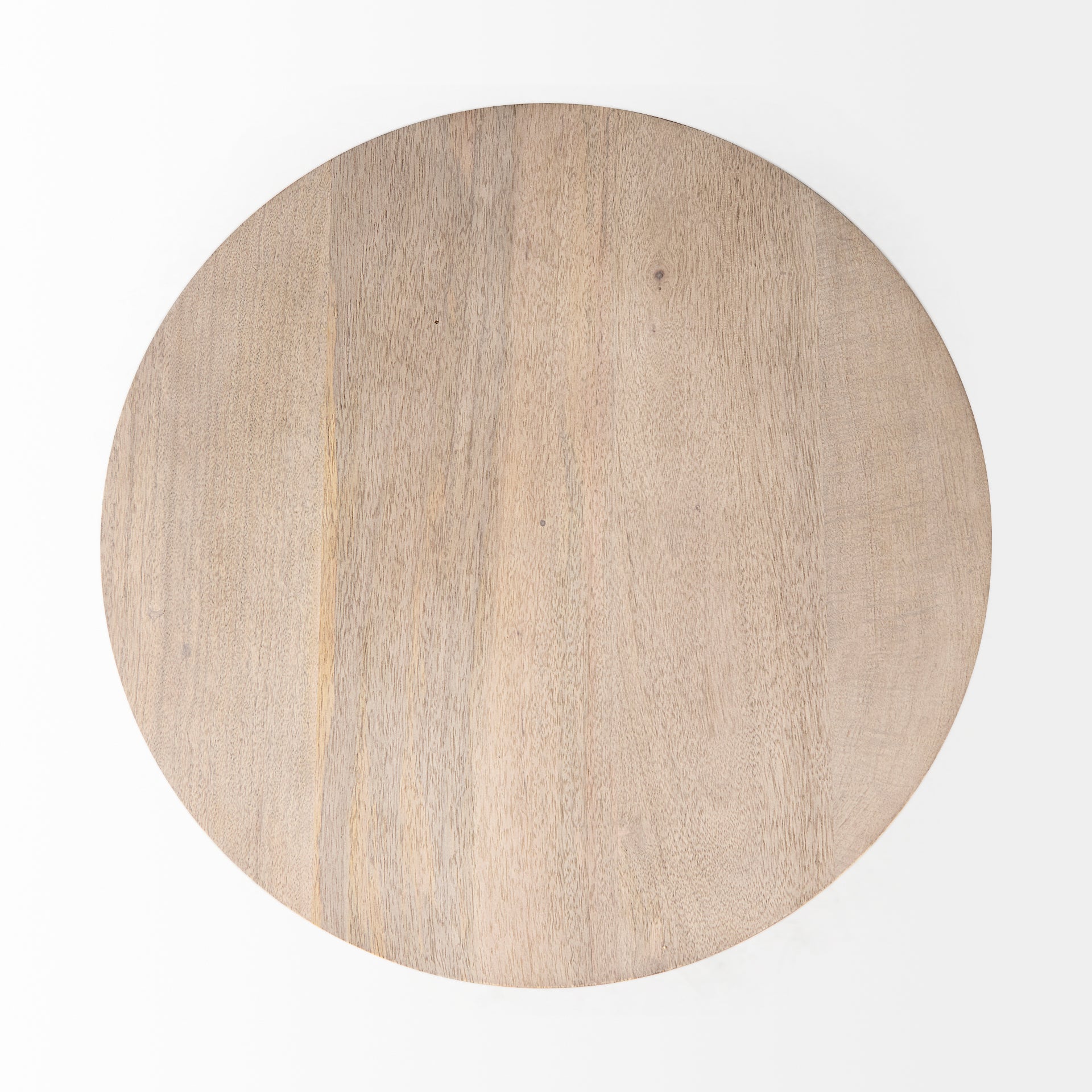 Maxwell 20" Round Light Brown Wood w/ Gold Metal Pedestal Side Table - Central Designs