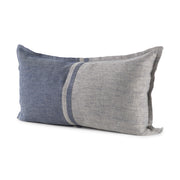 Aubrielle 14L x 26W Gray and Blue Fabric Color Blocked Decorative Pillow Cover - Central Designs