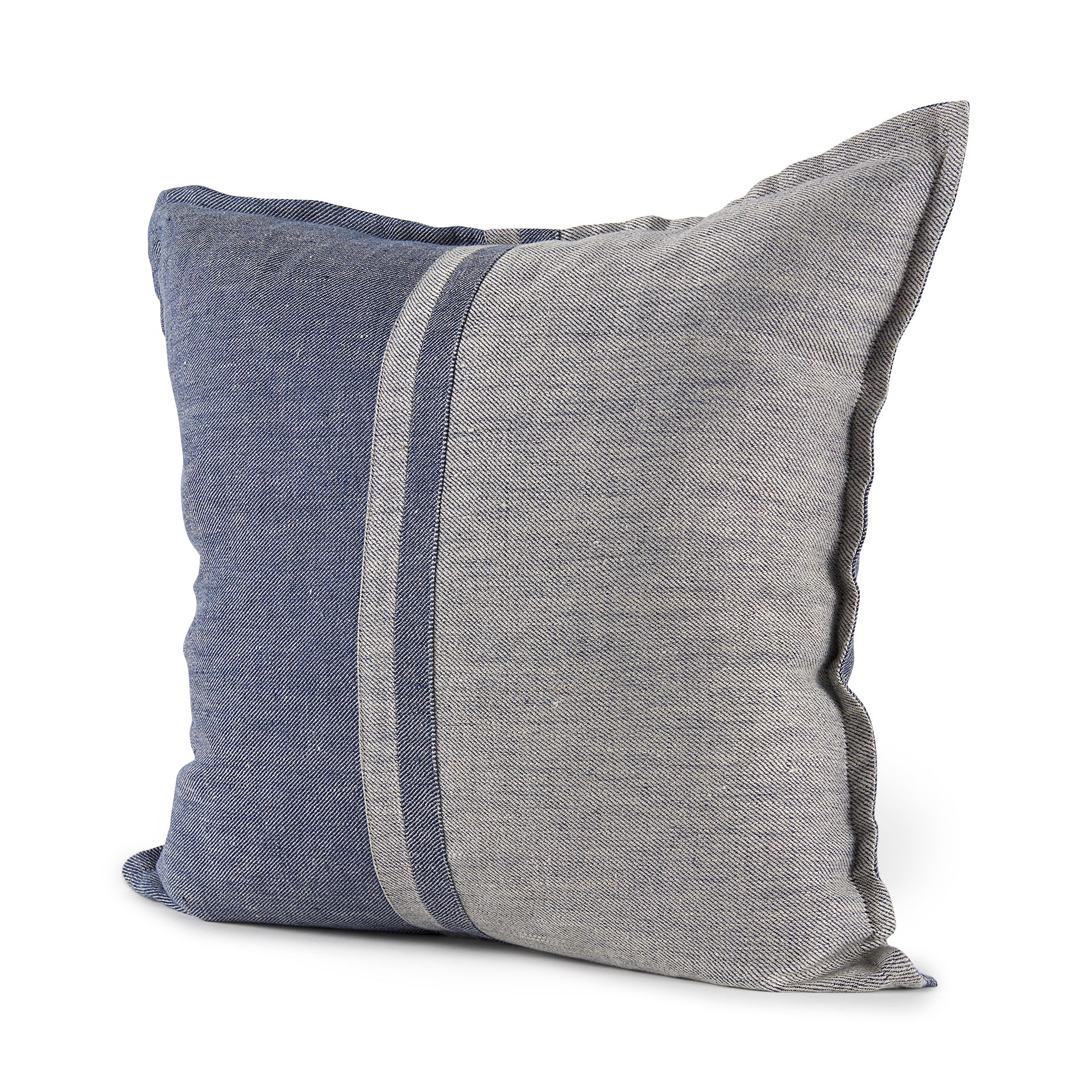 Aubrielle 20L x 20W Gray and Blue Fabric Color Blocked Decorative Pillow Cover - Central Designs