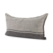 Zadie 14L x 26W Light Gray and Dark Gray Fabric Color Blocked Decorative Pillow Cover - Central Designs