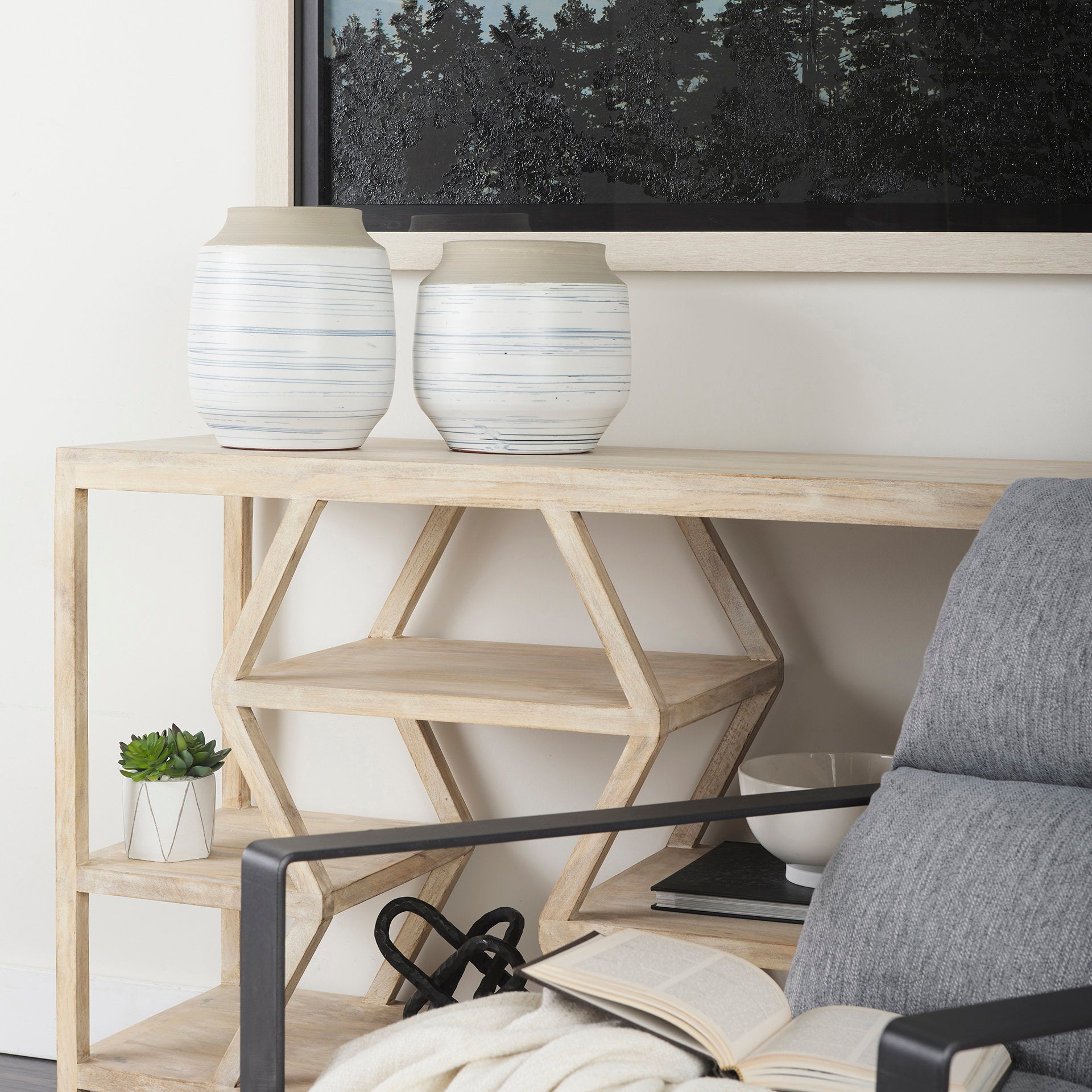 Sonnett Tall White/Blue Ceramic Vase - Central Designs