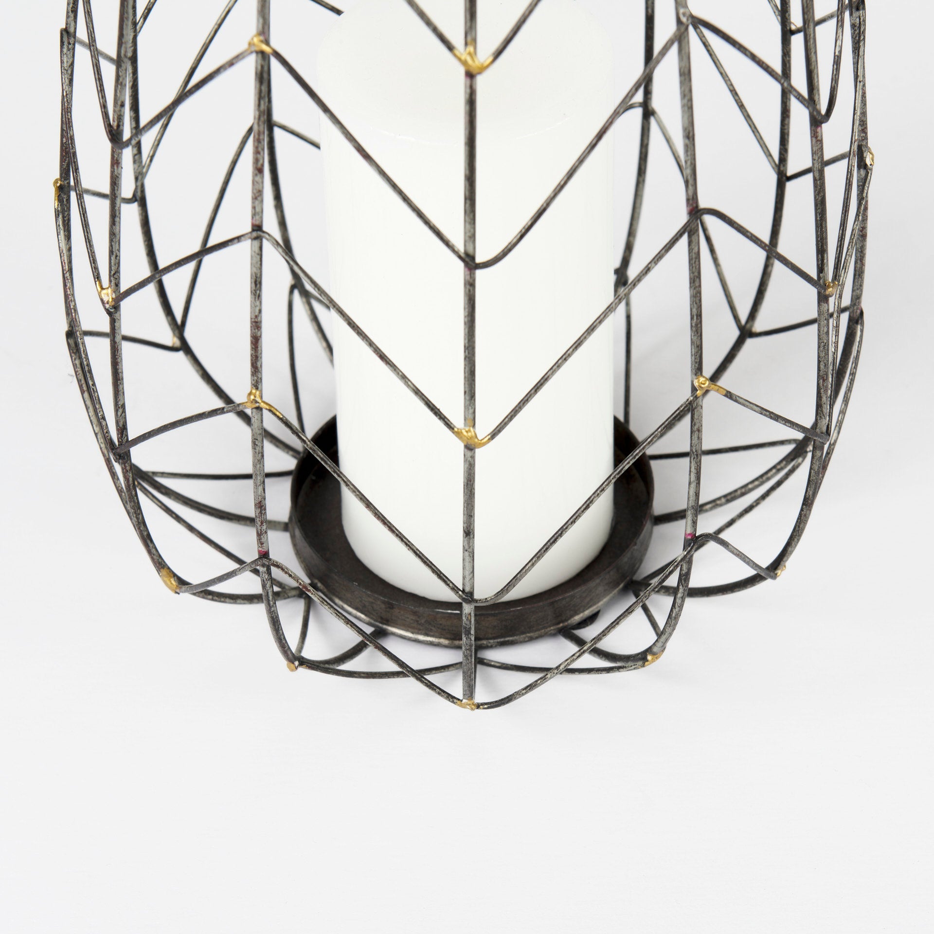 Petiole I Small Gold Toned Metal Table Candle Holder - Central Designs
