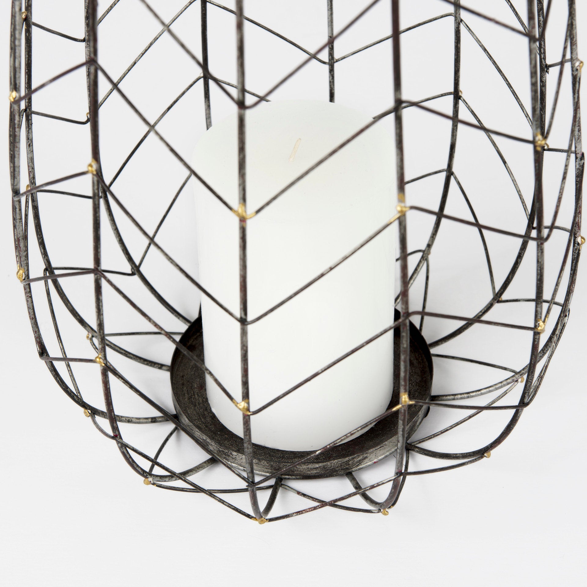 Petiole II Large Gold Toned Metal Table Candle Holder - Central Designs
