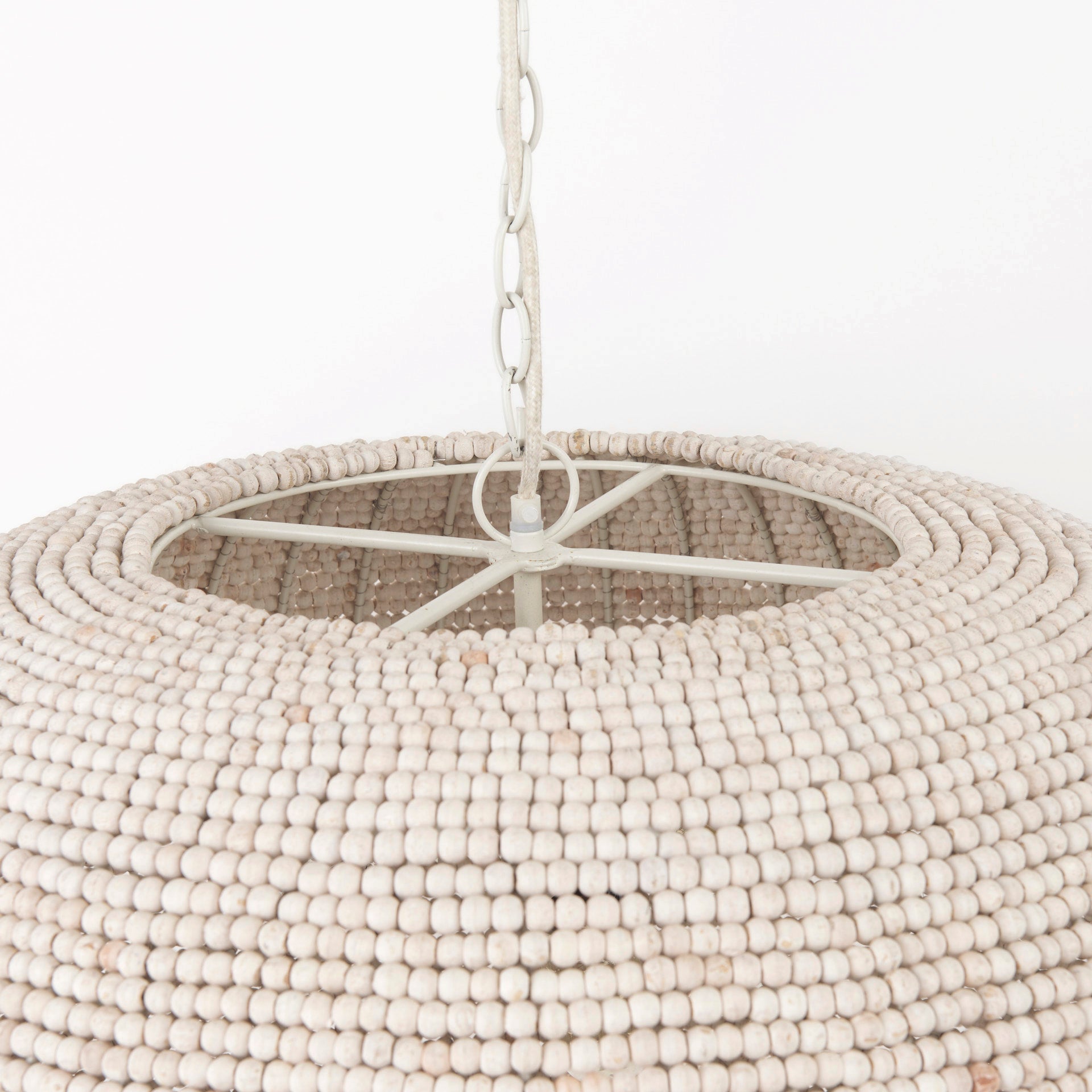 Theta 30.0 L x 30.0 W x 15.0 H White - Washed Beaded Chandelier - Central Designs