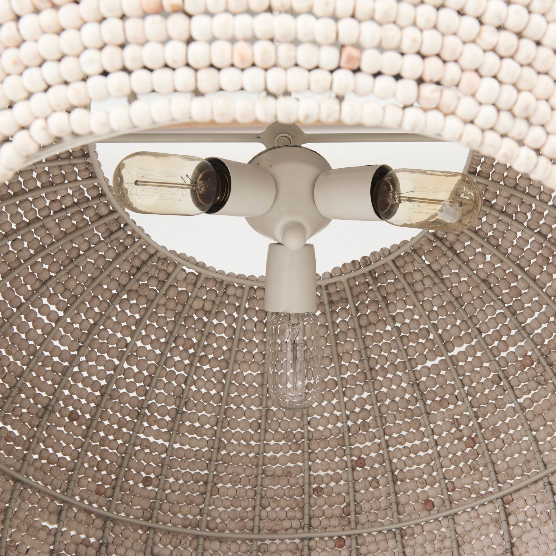 Theta 30.0 L x 30.0 W x 15.0 H White - Washed Beaded Chandelier - Central Designs