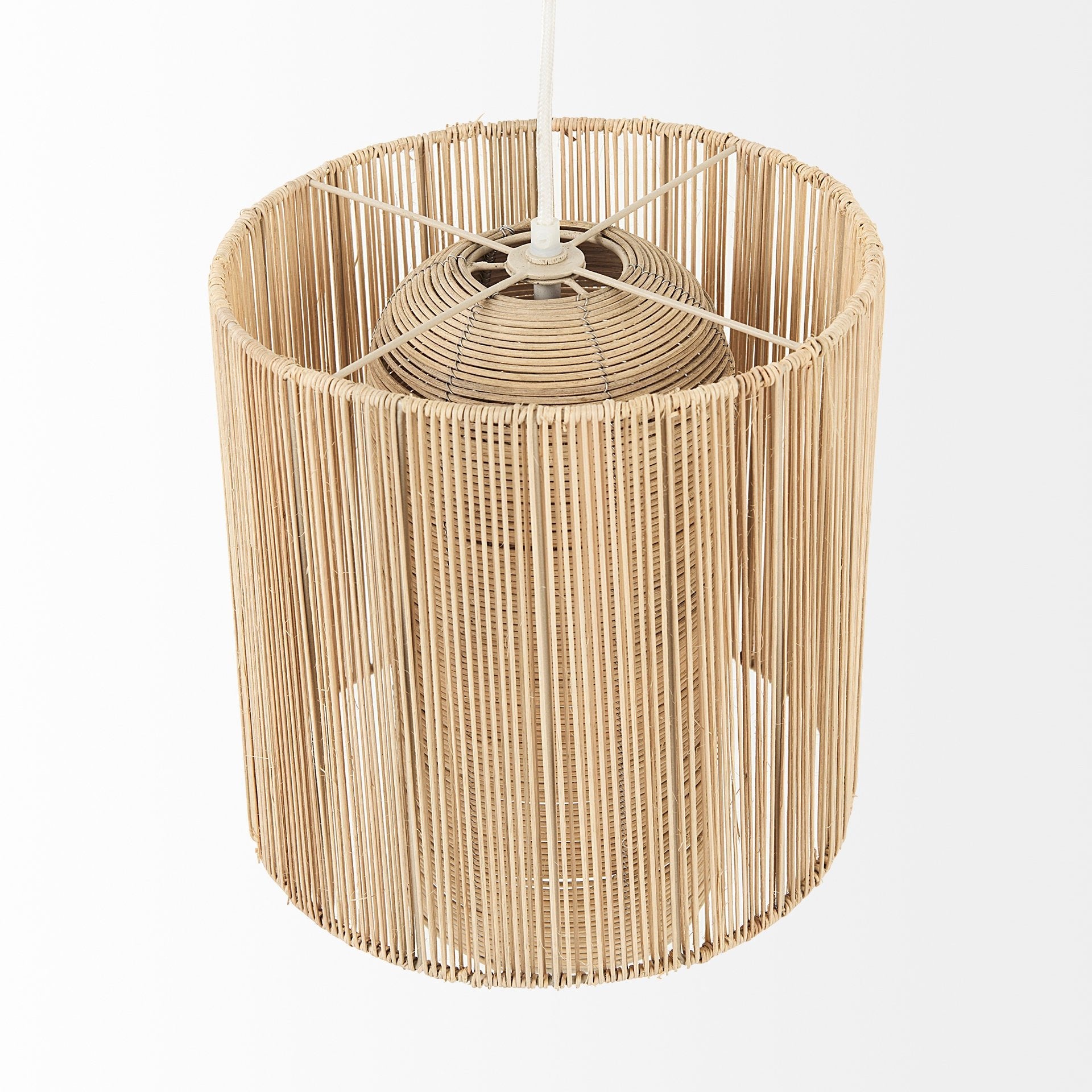 Aviario 14.2 L x 14.2 W x 14.2 H Natural Cane Cylindrical Pendant Light - Central Designs