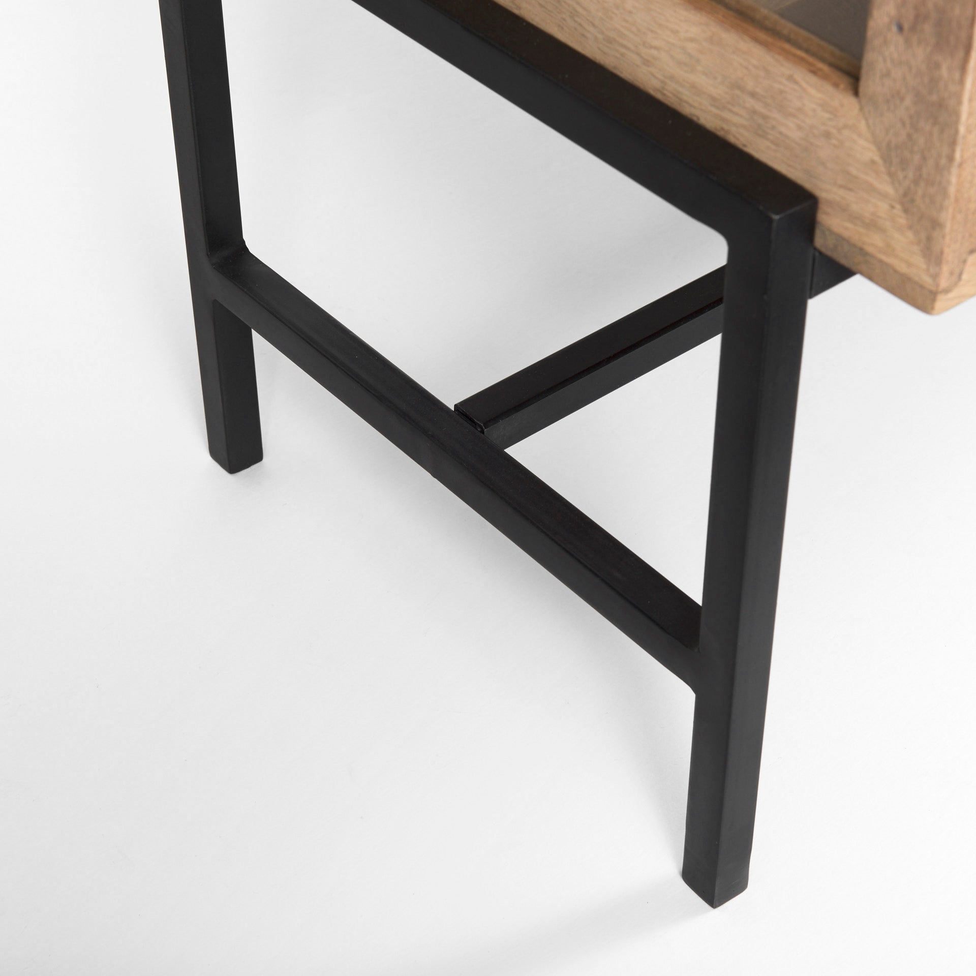 Arelius 70L x 18W x 32H Light Brown Wood, Black Metal Base w/ 4 Glass Cabinet Doors Sideboard - Central Designs