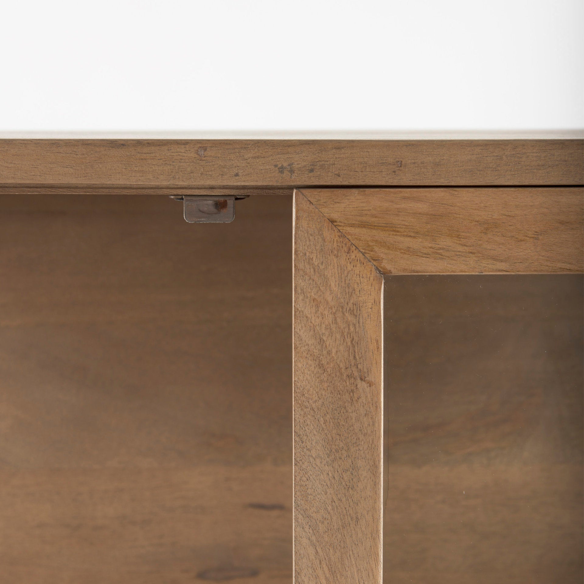 Arelius 36L x 18W x 63H Light Brown Wood W/ Black Metal Base Display Cabinet - Central Designs