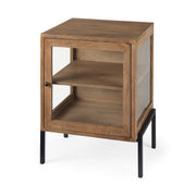 Arelius 20L x 18W x 26H Light Brown Wood W/ Black Metal Frame End/Side Table - Central Designs