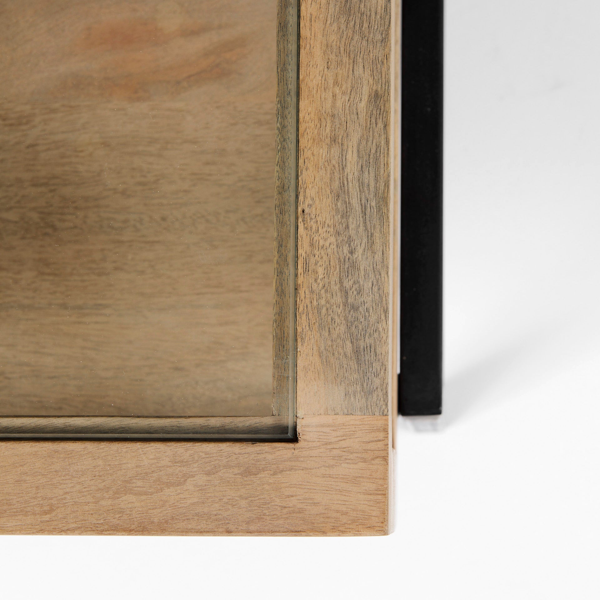 Arelius 42" Square Glass - Top Light Brown w/ Black Metal Base Display Coffee Table - Central Designs