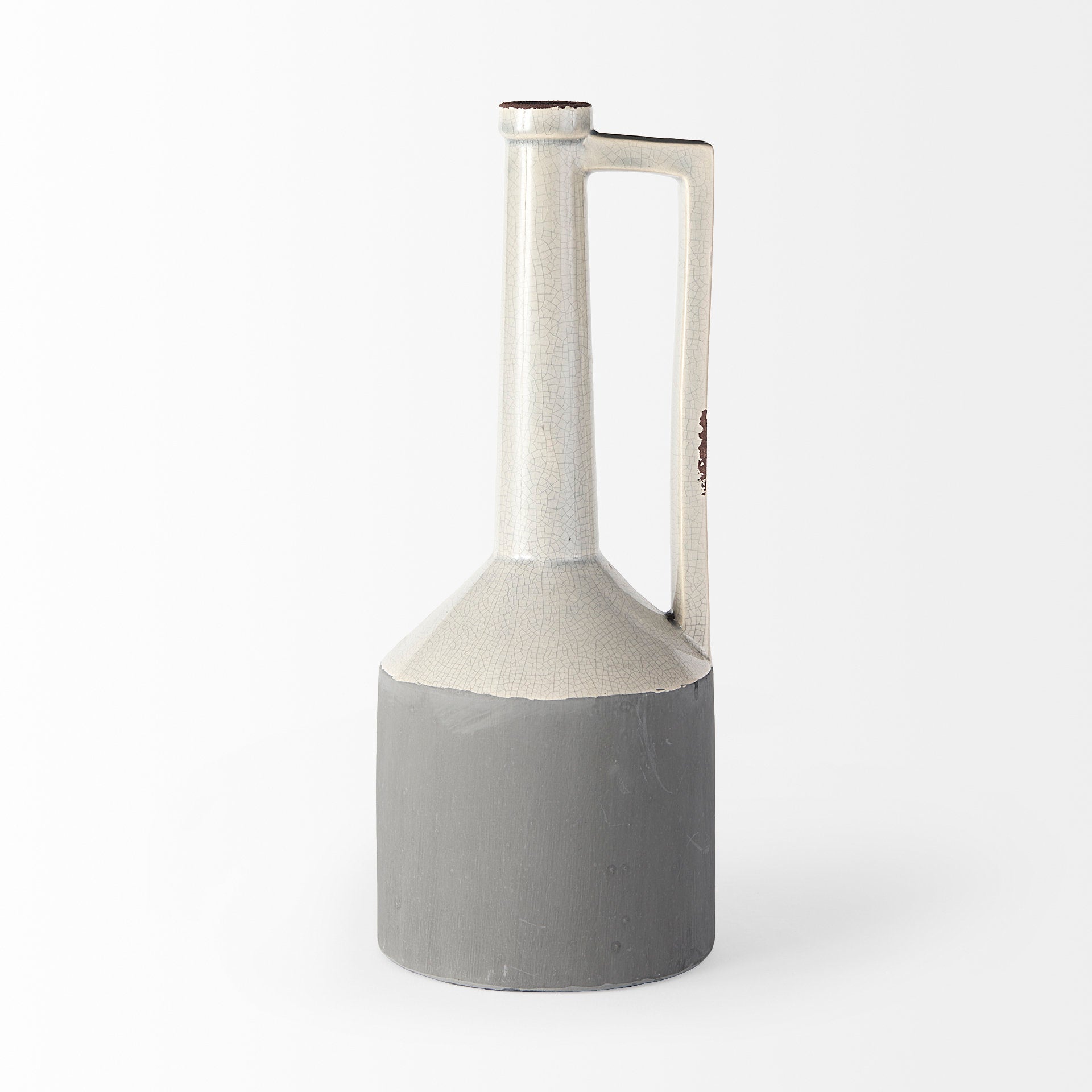 Burton 16.7H Large Two Tone Gray Ceramic Jug Vase