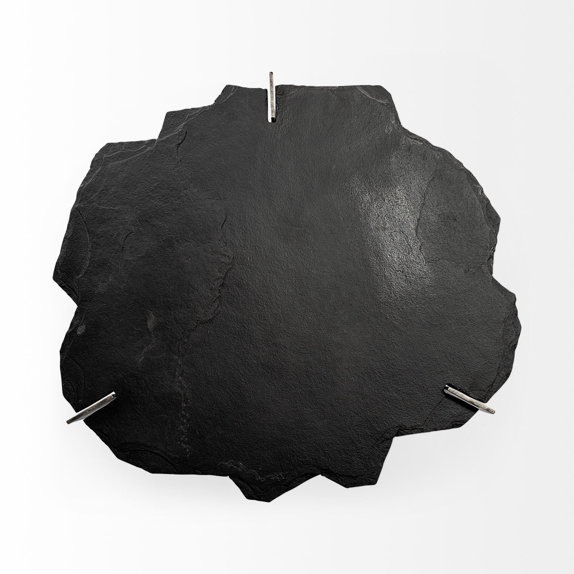 Shale 37" Irregular Live - Edge Black Slate w/Flat Iron Base Coffee Table - Central Designs