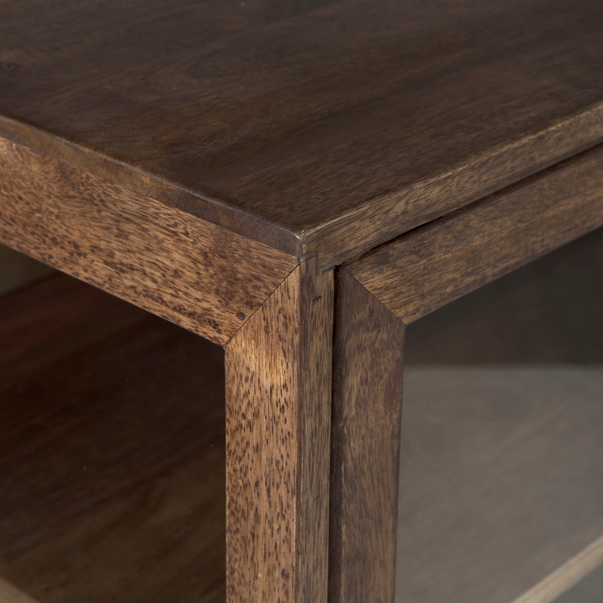 Arelius 36L x 18W x 32H Medium Brown Wood, Black Metal Base w/ 2 Glass Doors Accent Cabinet