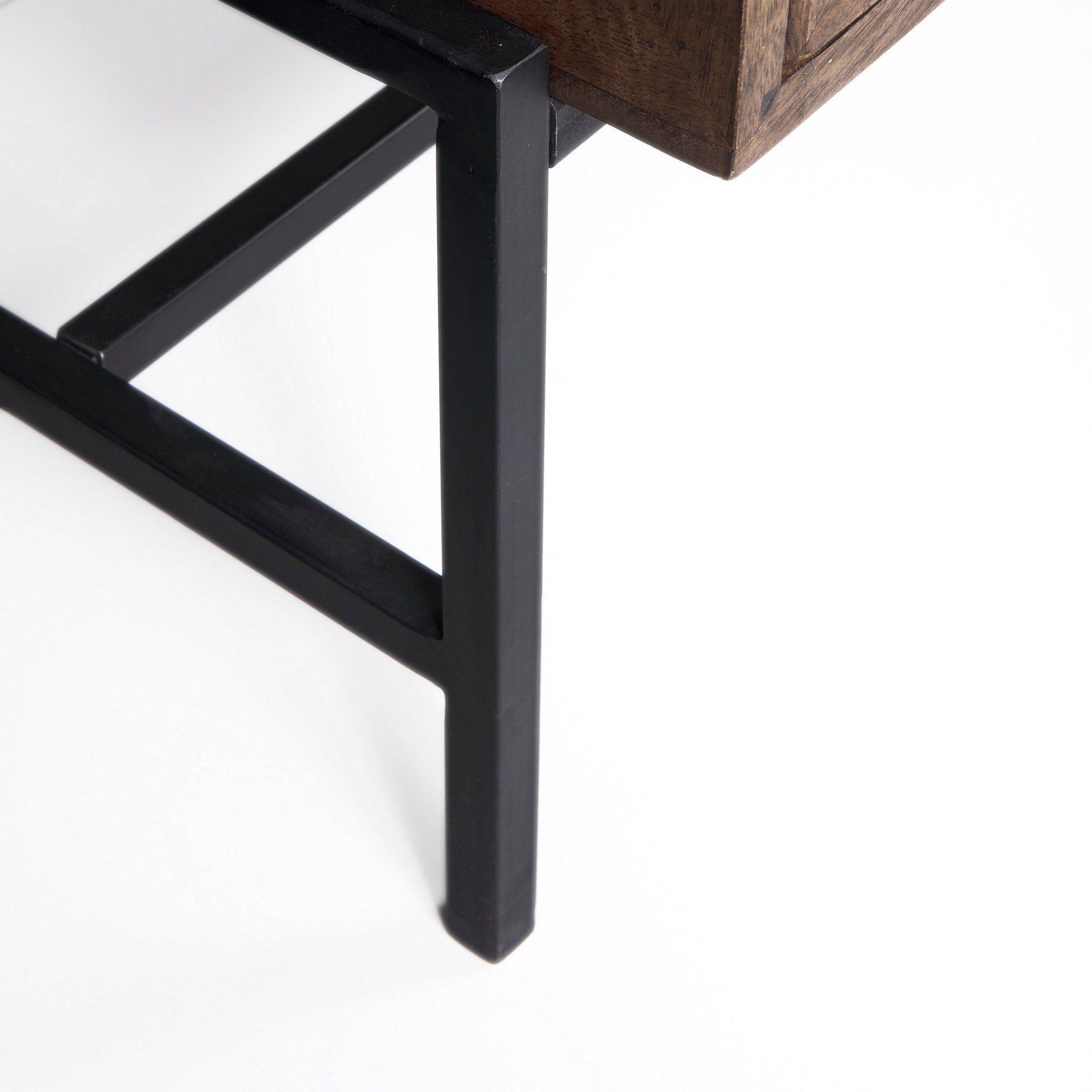 Arelius 70L x 18W x 32H Medium Brown, Black Metal Base w/ 4 Glass Door Cabinets Sideboard - Central Designs