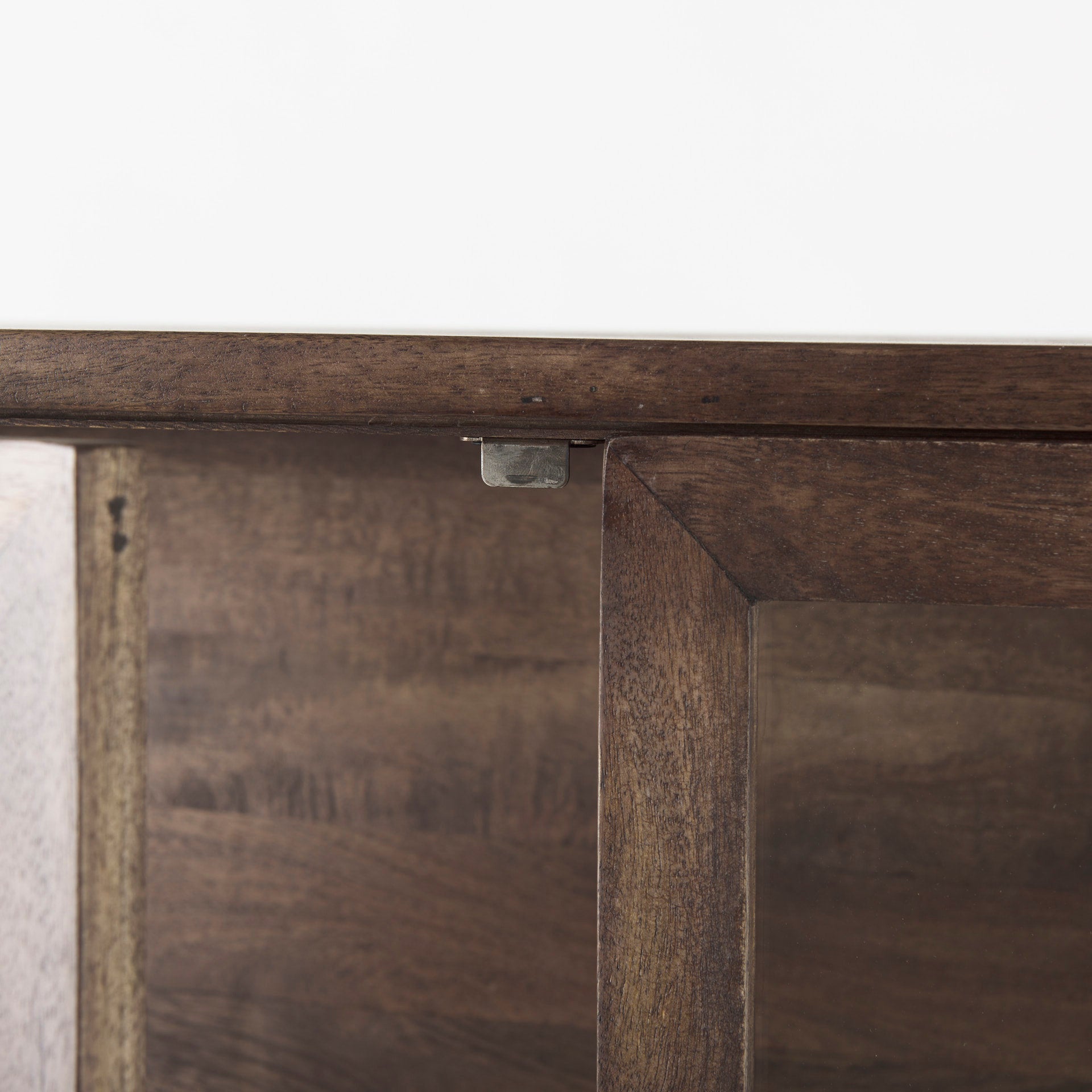 Arelius 36L x 18W x 63H Medium Brown Wood W/ Black Metal Base Display Cabinet - Central Designs