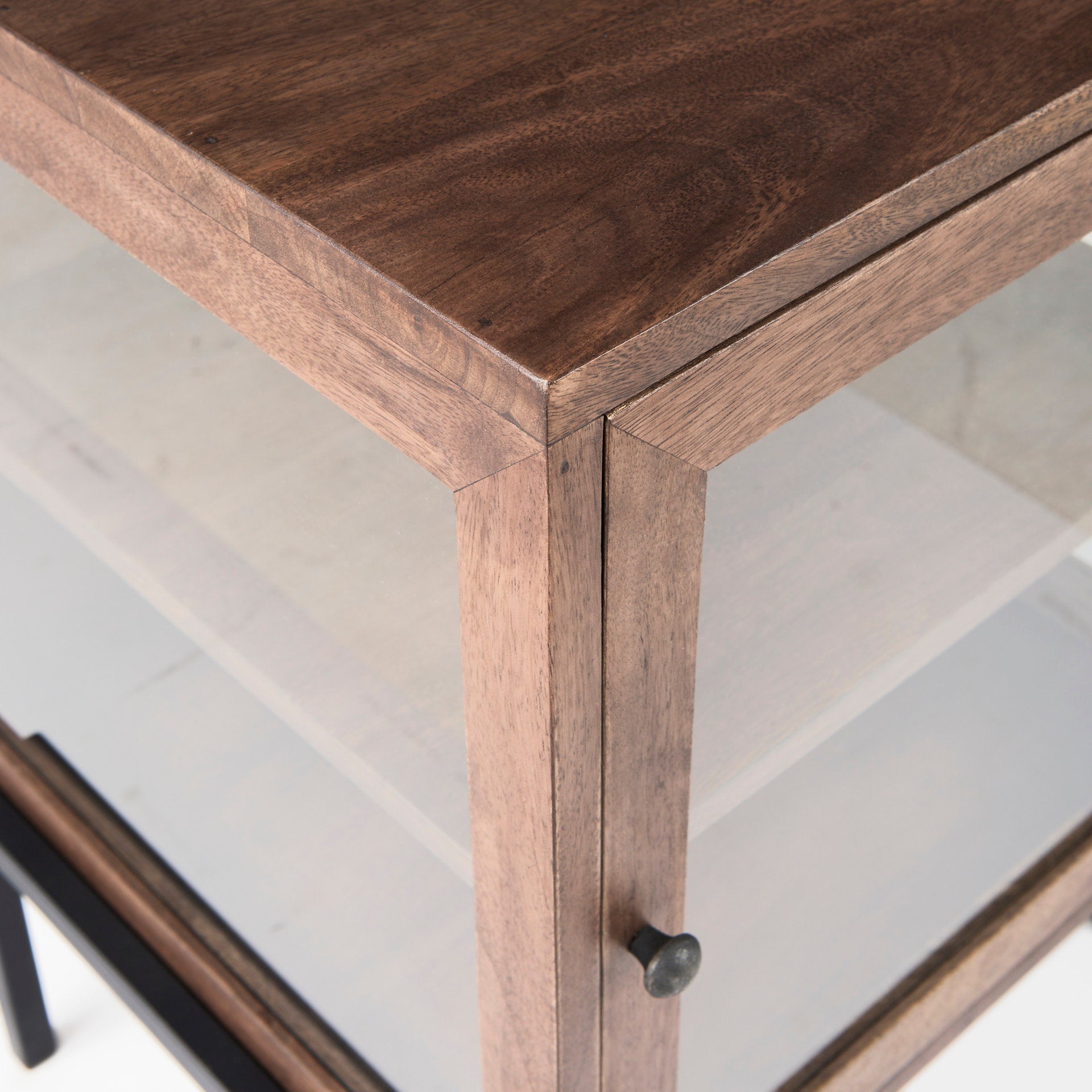 Arelius 20L x 18W x 26H Medium Brown Wood W/ Black Metal Frame End/Side Table - Central Designs