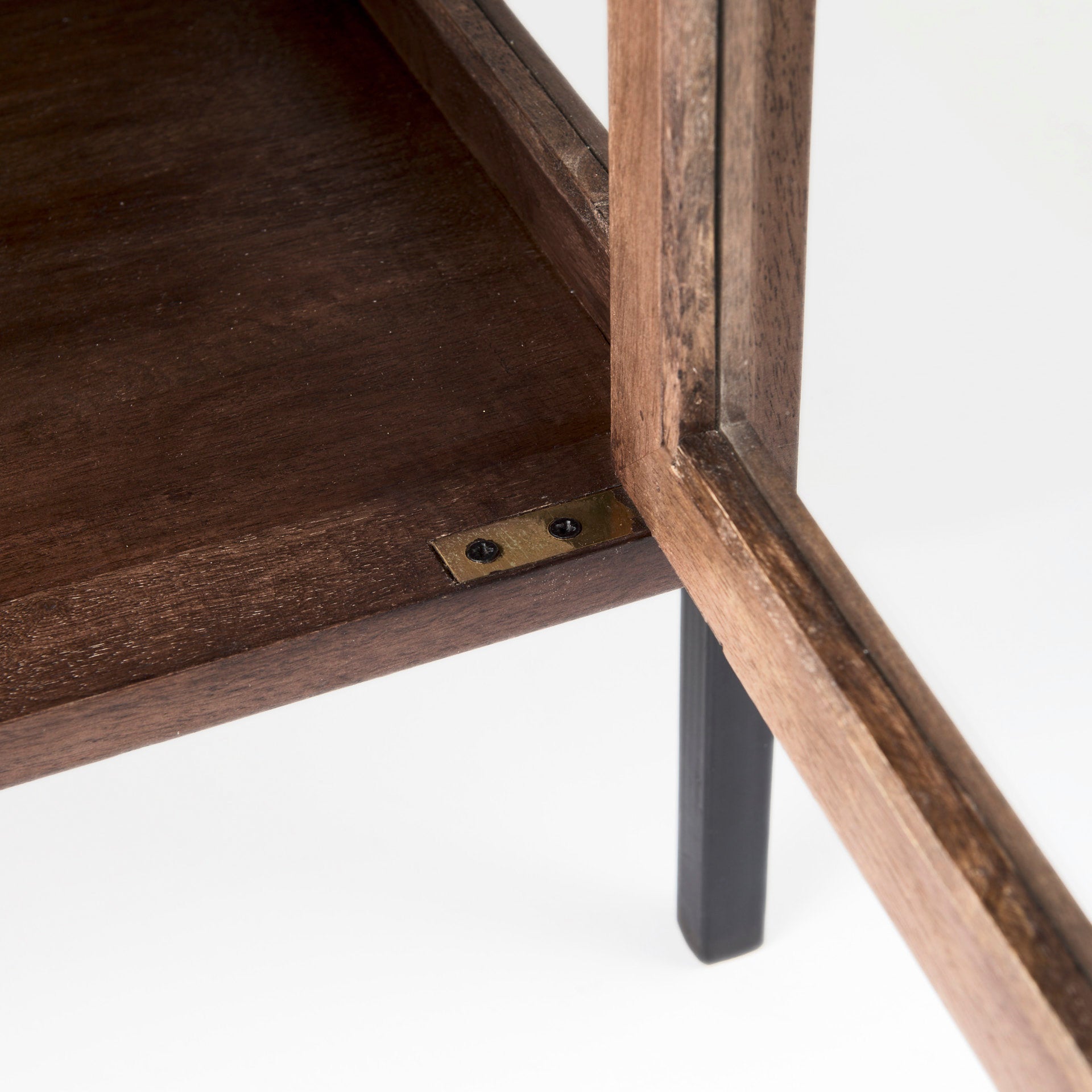 Arelius 20L x 18W x 26H Medium Brown Wood W/ Black Metal Frame End/Side Table - Central Designs