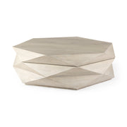 Arreto Natural Solid Wood Hexagonal Storage Coffee Table - Central Designs