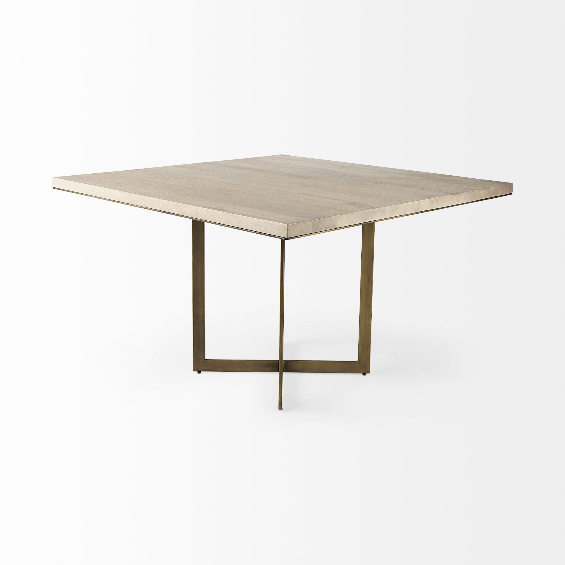 Faye I 48L x 48W x 30H Beige Finished Wood W/Gold Metal Base Square Dining Table - Central Designs