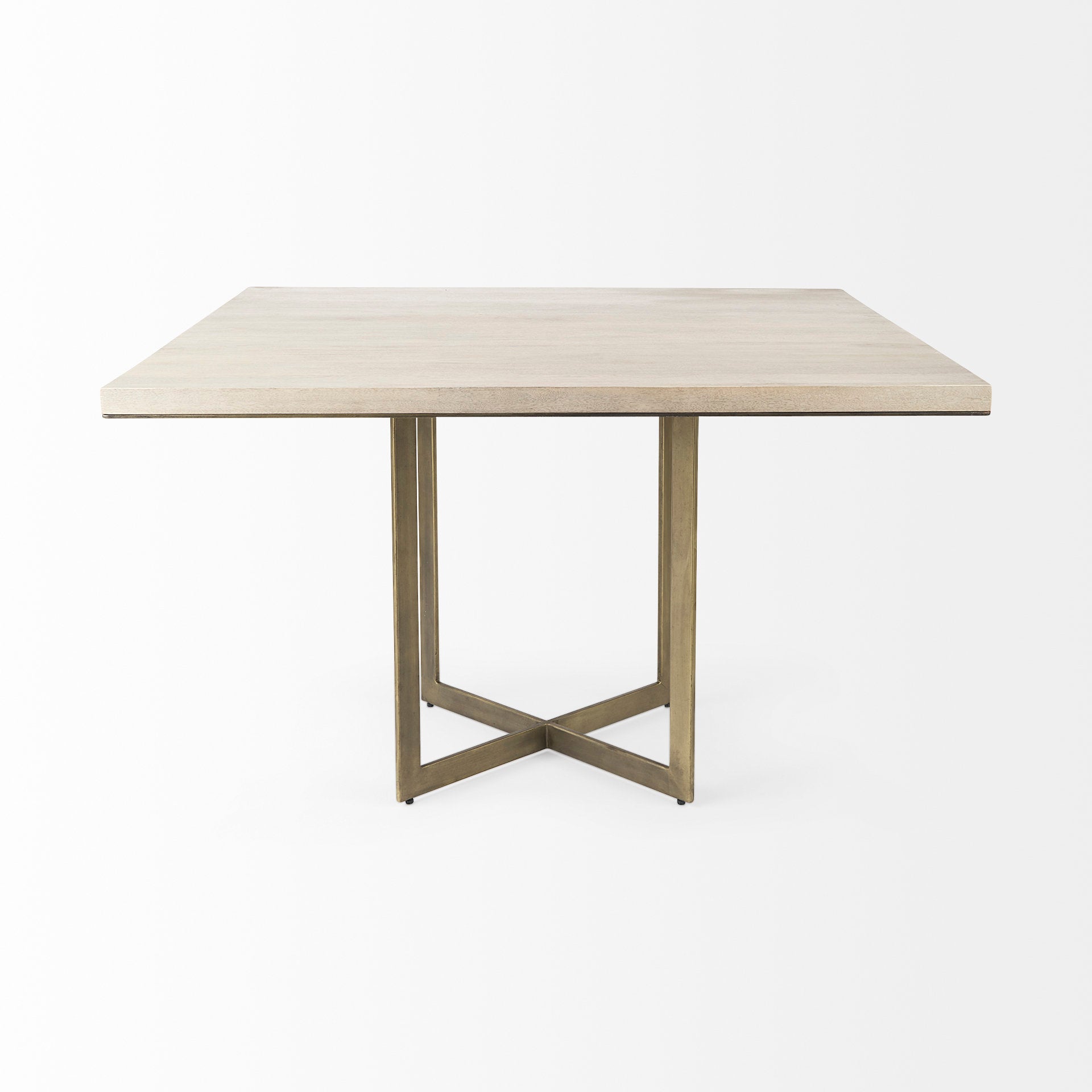 Faye I 48L x 48W x 30H Beige Finished Wood W/Gold Metal Base Square Dining Table - Central Designs