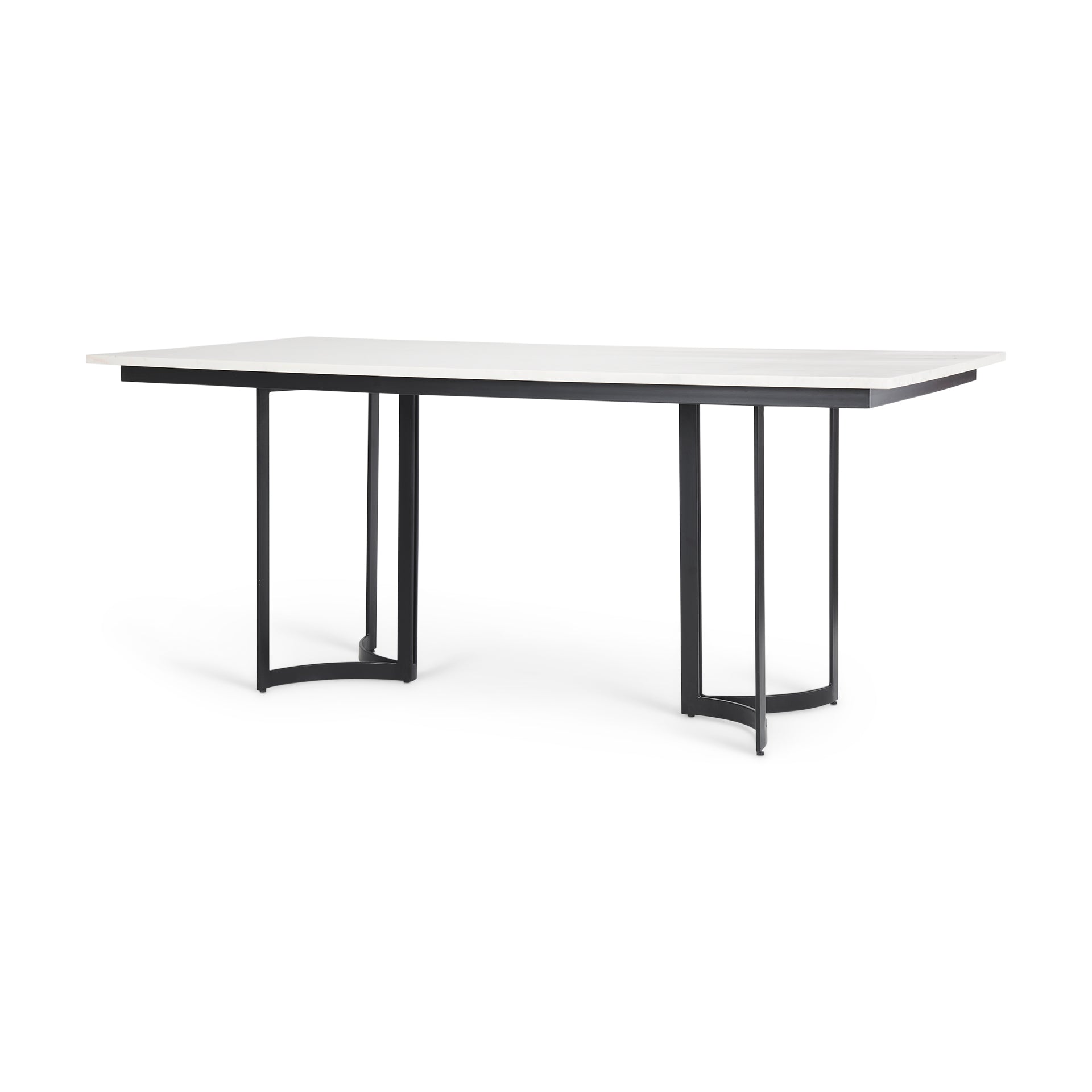 Tanner I 71L x 35W Rectangular White Marble W/ Metal Base Dining Table - Central Designs