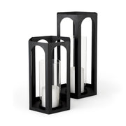 Balley 9.4L x 9.4W x 19.7H Set of Two Matte Black Metal Hexagonal Candle Holder Lanterns - Central Designs
