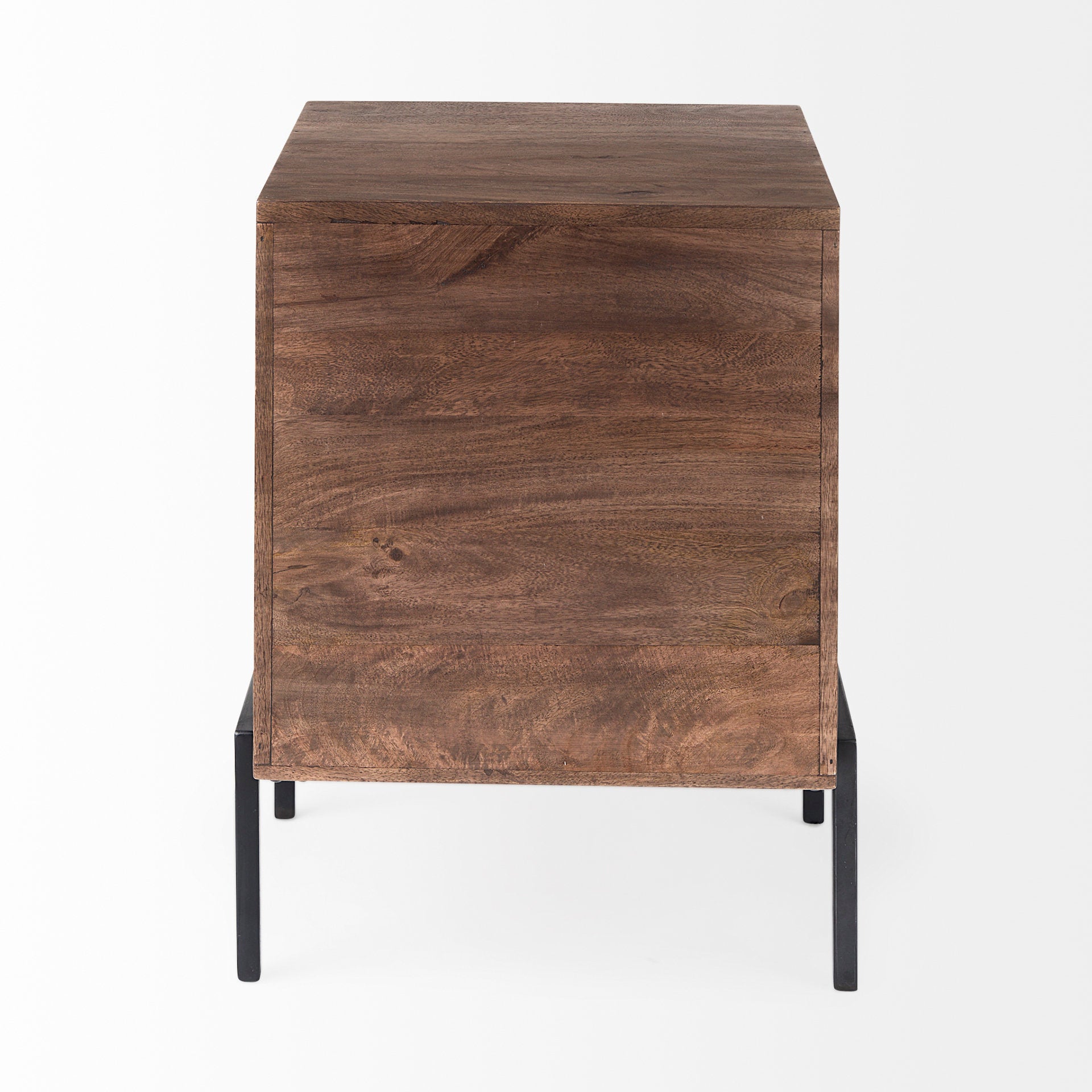 Arelius 20L x 18W x 26H Medium Brown Wood W/ Black Metal Frame End/Side Table - Central Designs