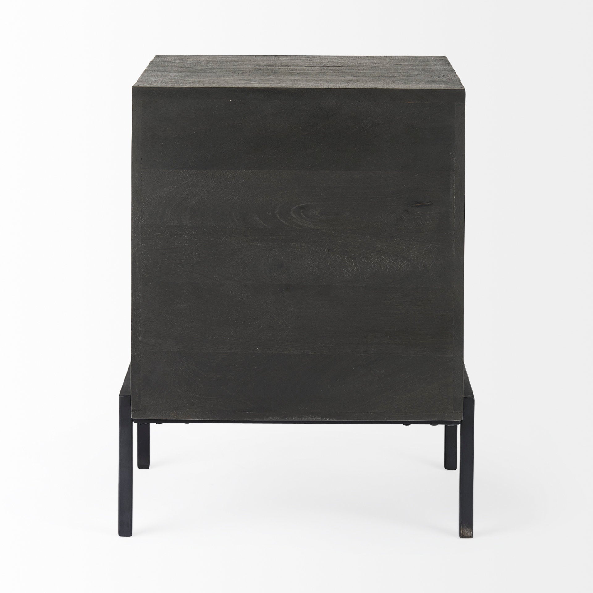 Arelius 20L x 18W x 26H Black - Brown Wood W/ Black Metal Frame End/Side Table - Central Designs