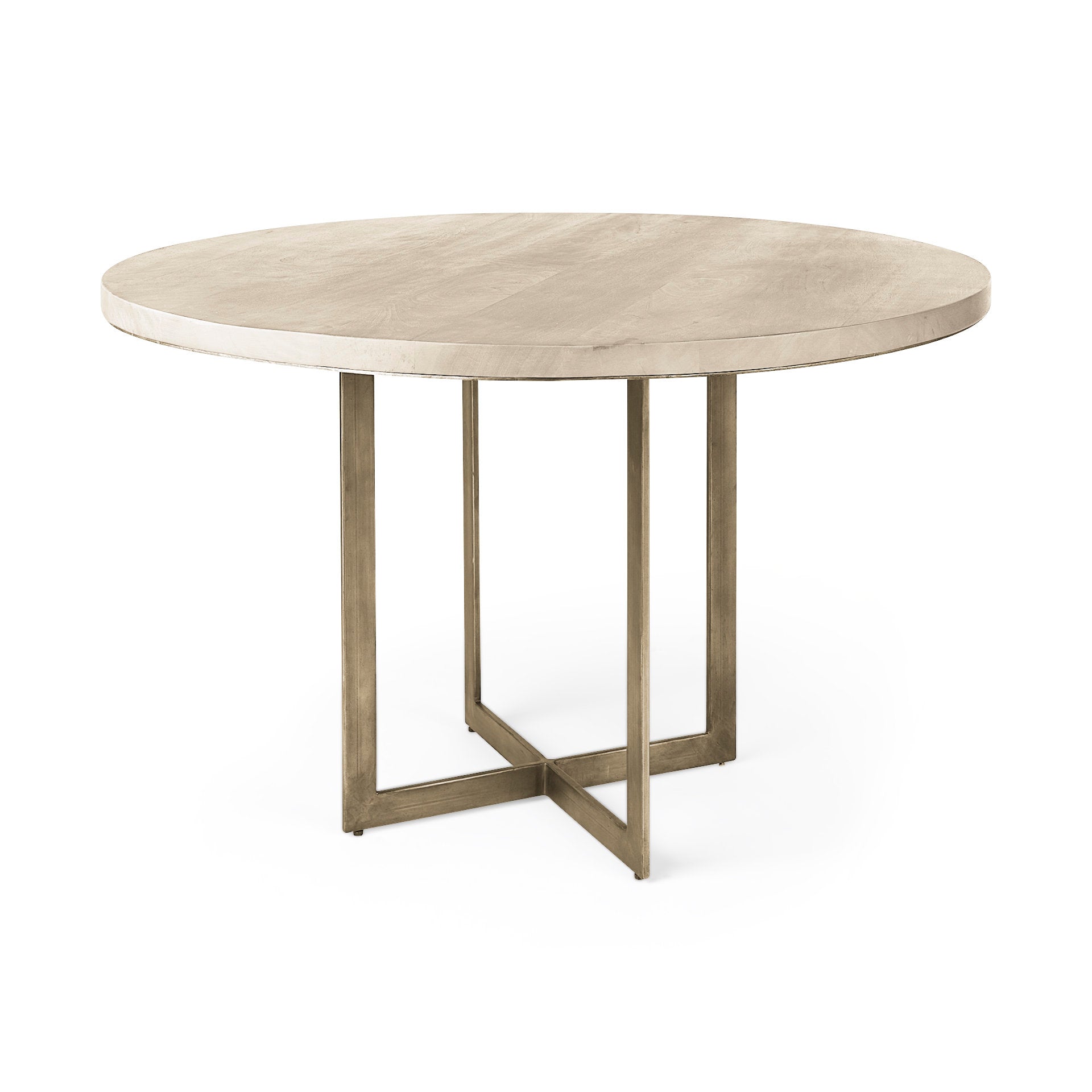 Faye 48.0L x 48.0W x 30.0H Beige Finished Wood Round Dining Table - Central Designs