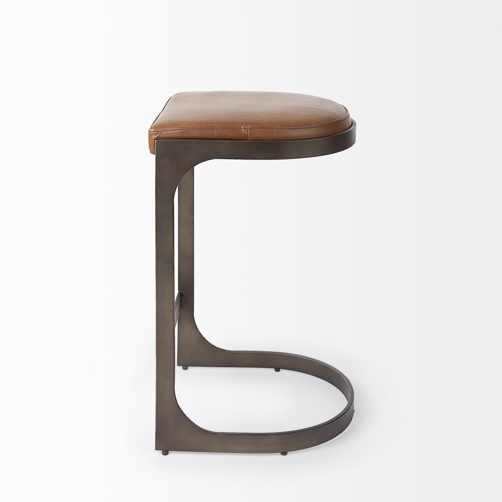 Tyson 17L x 18W x 28H Brown Leather W/ Metal Frame Counter Stool - Central Designs