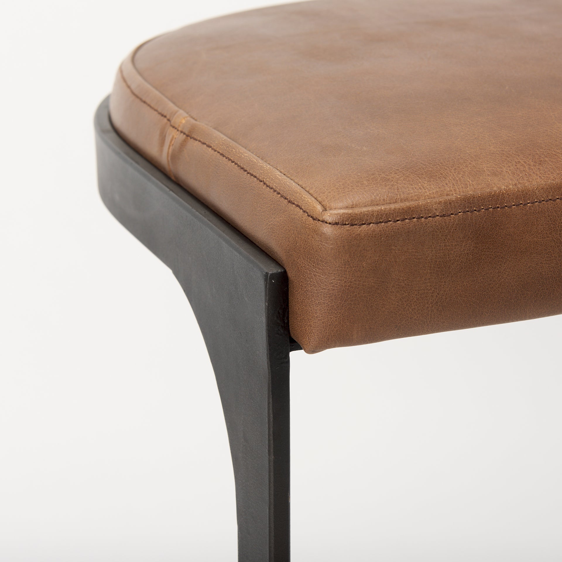 Tyson 17L x 18W x 28H Brown Leather W/ Metal Frame Counter Stool - Central Designs