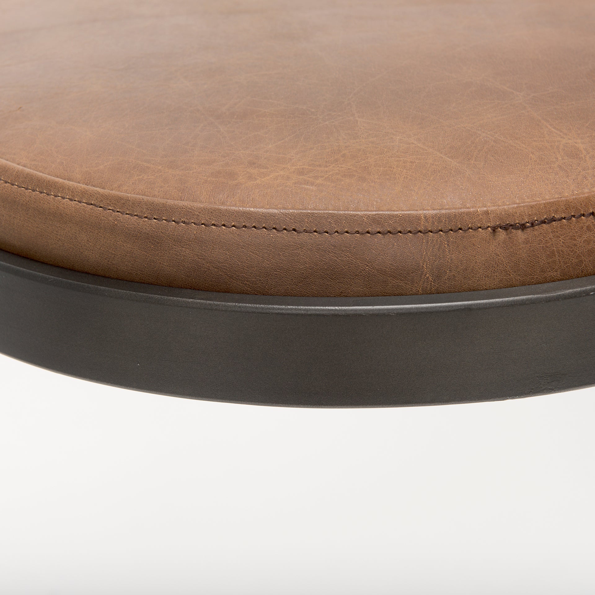 Tyson 17L x 18W x 28H Brown Leather W/ Metal Frame Counter Stool - Central Designs