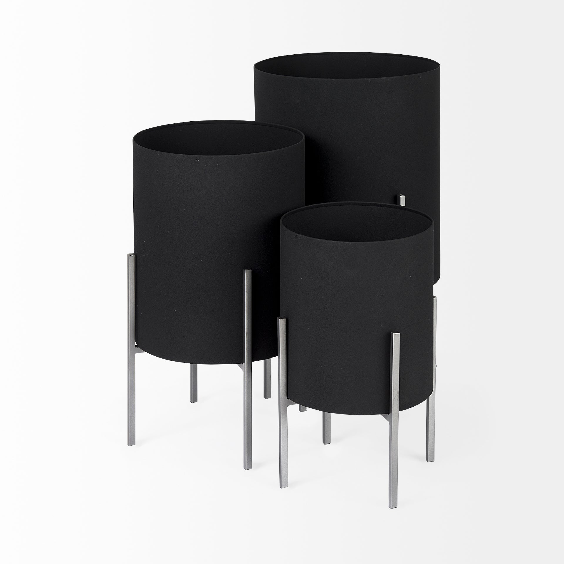 Claypoole (Set of 3) Black Plant Stands - Central Designs