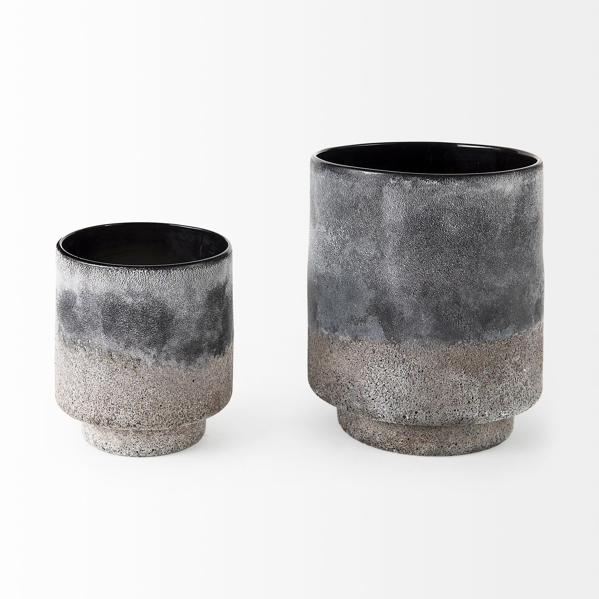 Squally 6.0L x 6.0W x 6.4H Black/Brown Glass Ombre Textured Small Vase - Central Designs