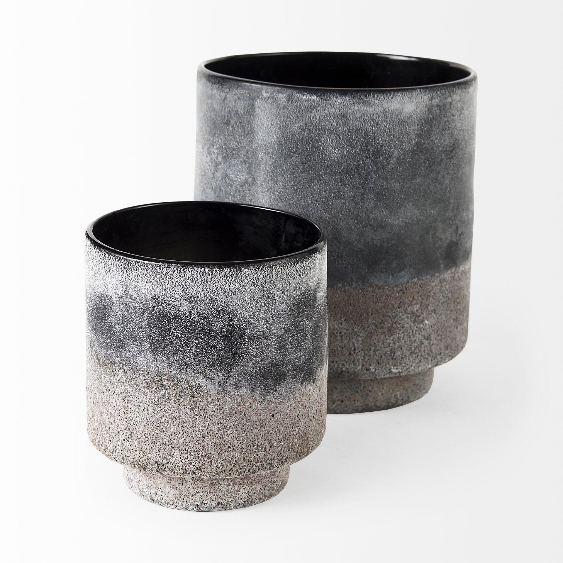 Squally 6.0L x 6.0W x 6.4H Black/Brown Glass Ombre Textured Small Vase - Central Designs