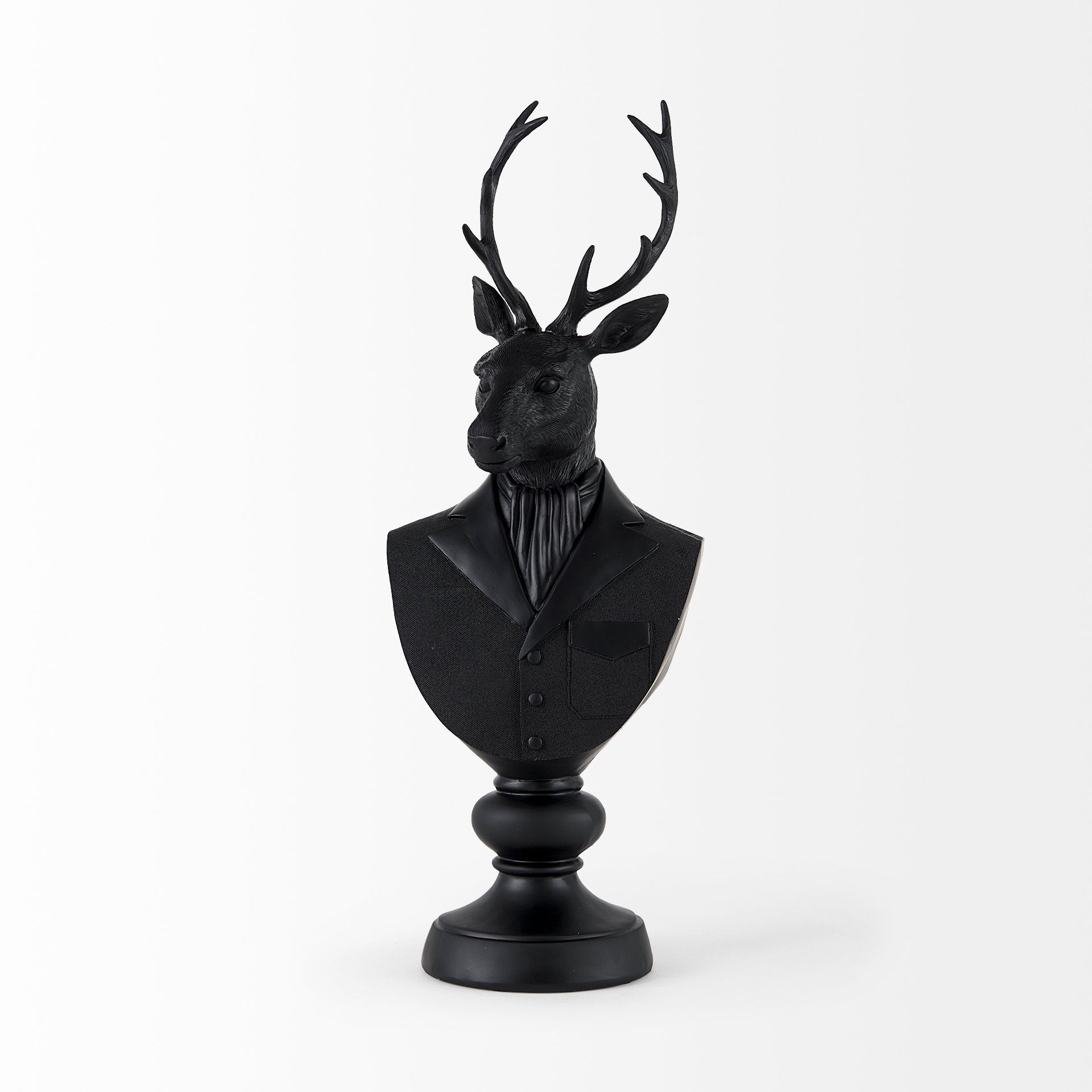 Mozart 8.2L x 6.0W x 22.5H Black Painted Resin Deer Bust - Central Designs
