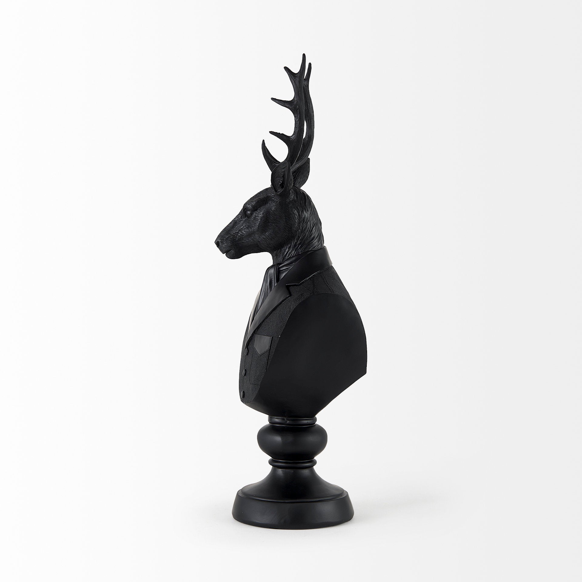 Mozart 8.2L x 6.0W x 22.5H Black Painted Resin Deer Bust - Central Designs