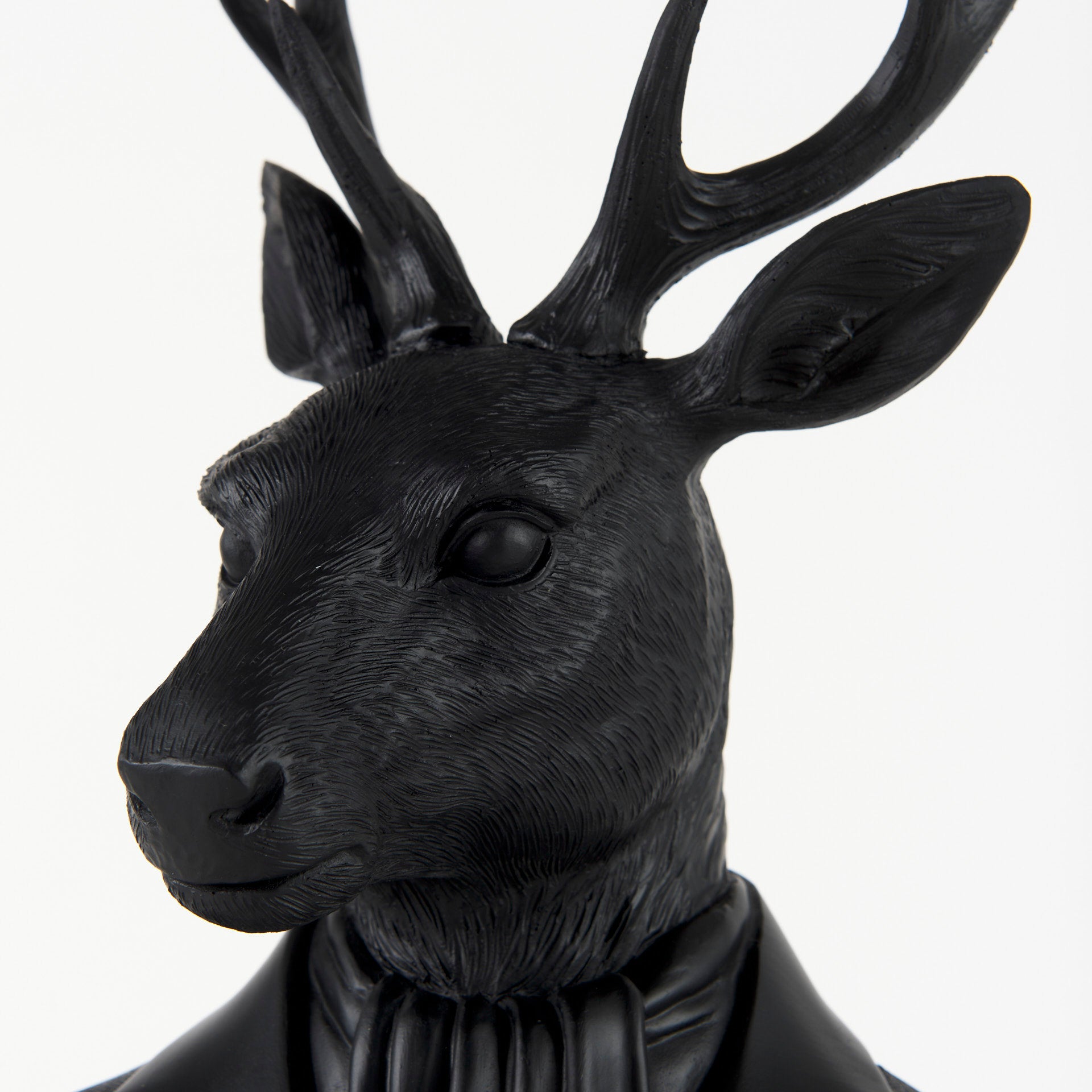 Mozart 8.2L x 6.0W x 22.5H Black Painted Resin Deer Bust - Central Designs