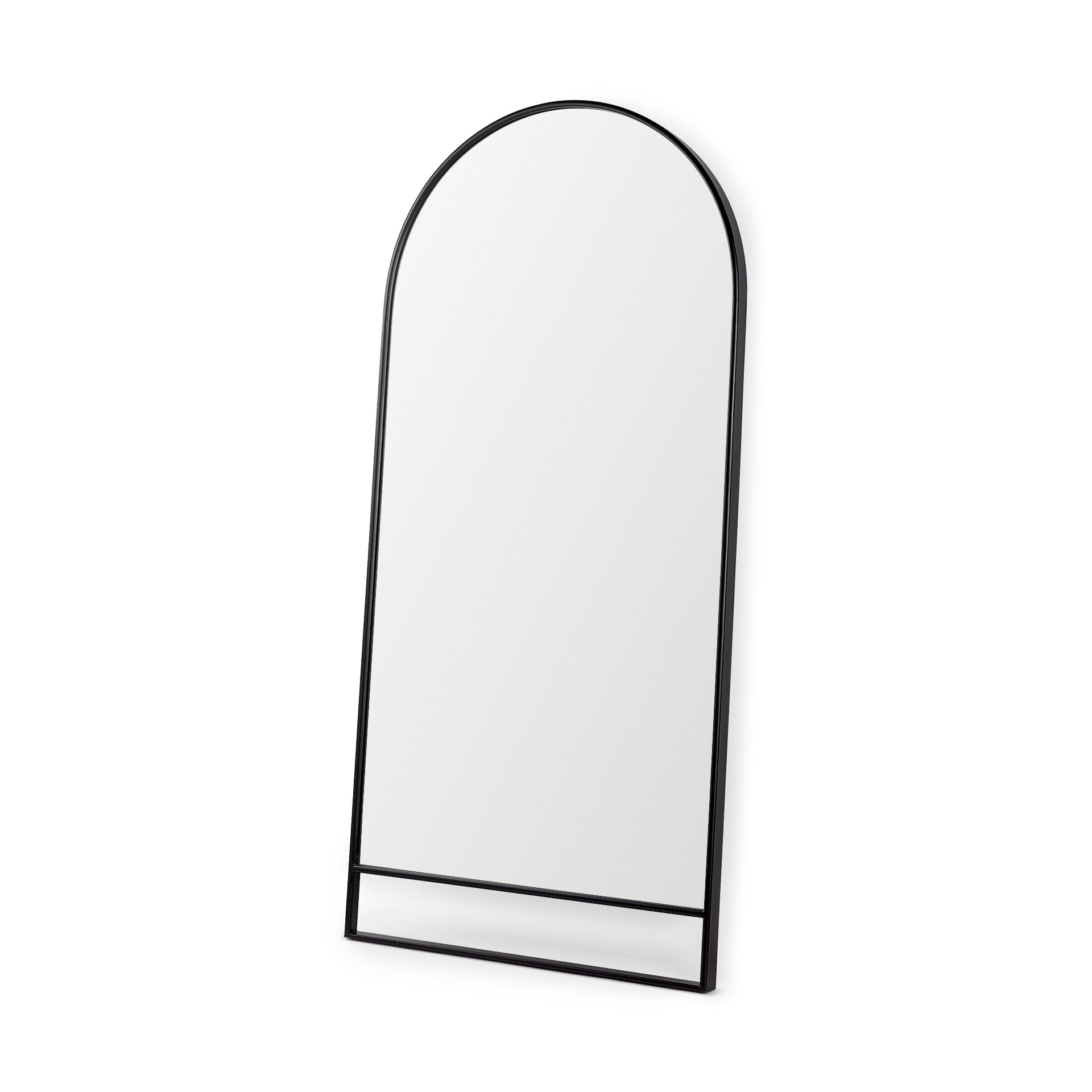 Sadie 36.0L x 2.0W x 76.0H Black Metal Rounded Arch Floor Mirror - Central Designs