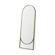 Sadie 28.0L x 2.0W x 78.0H Antique Gold Rounded Arch Floor Mirror - Central Designs