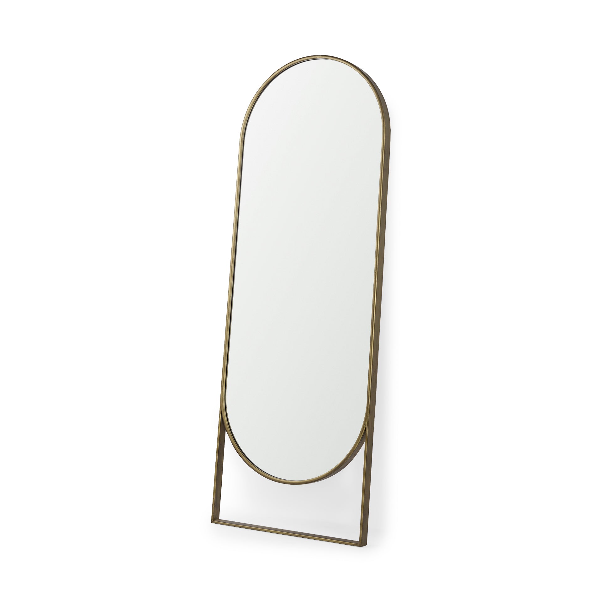Sadie 28.0L x 2.0W x 78.0H Antique Gold Rounded Arch Floor Mirror - Central Designs