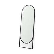 Sadie 28.0L x 2.0W x 78.0H Black Metal Rounded Arch Floor Mirror - Central Designs