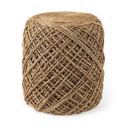 Allium Brown Handwoven Wool Cylindrical Pouf - Central Designs