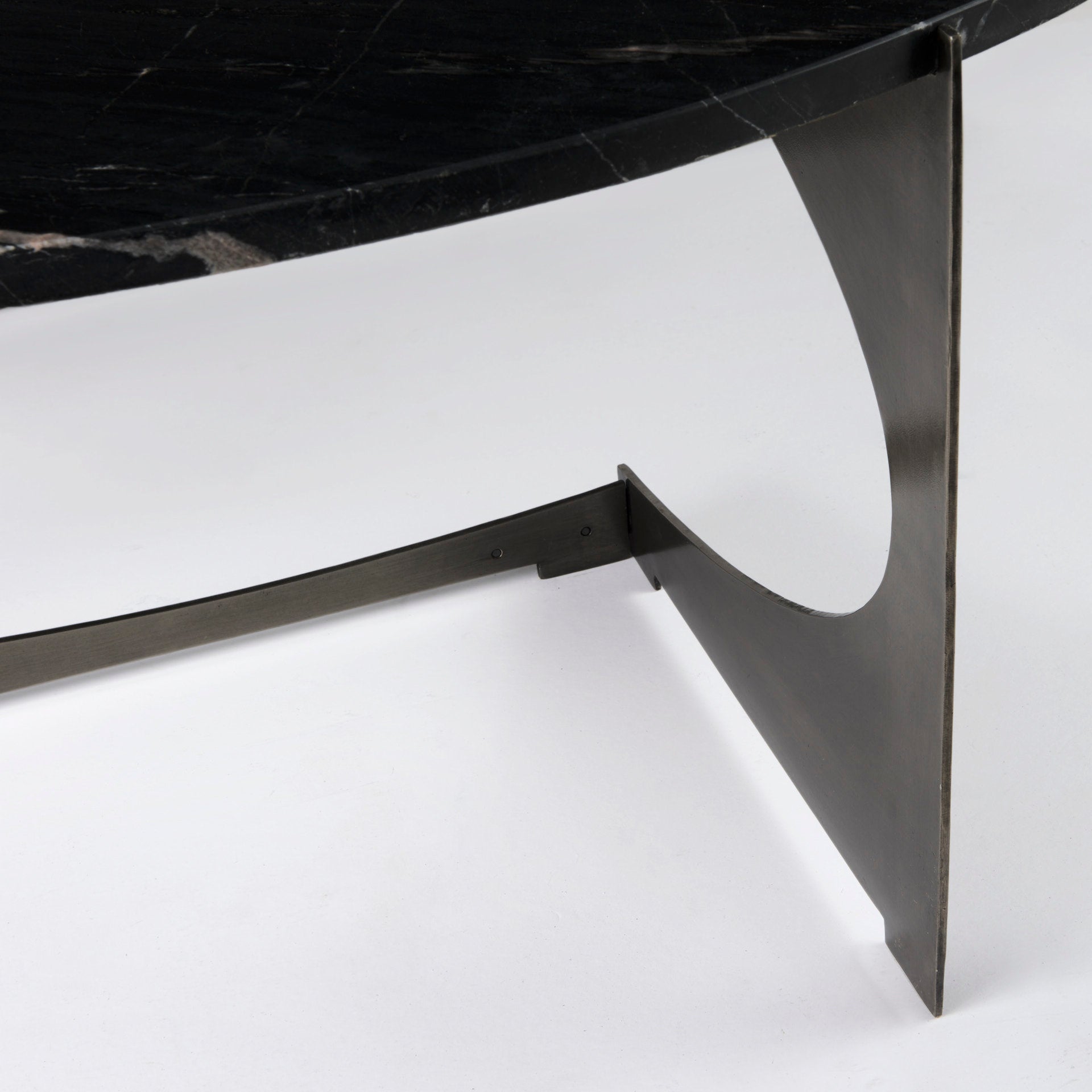 Reinhold III Black Marble Top Iron Coffee Table - Central Designs