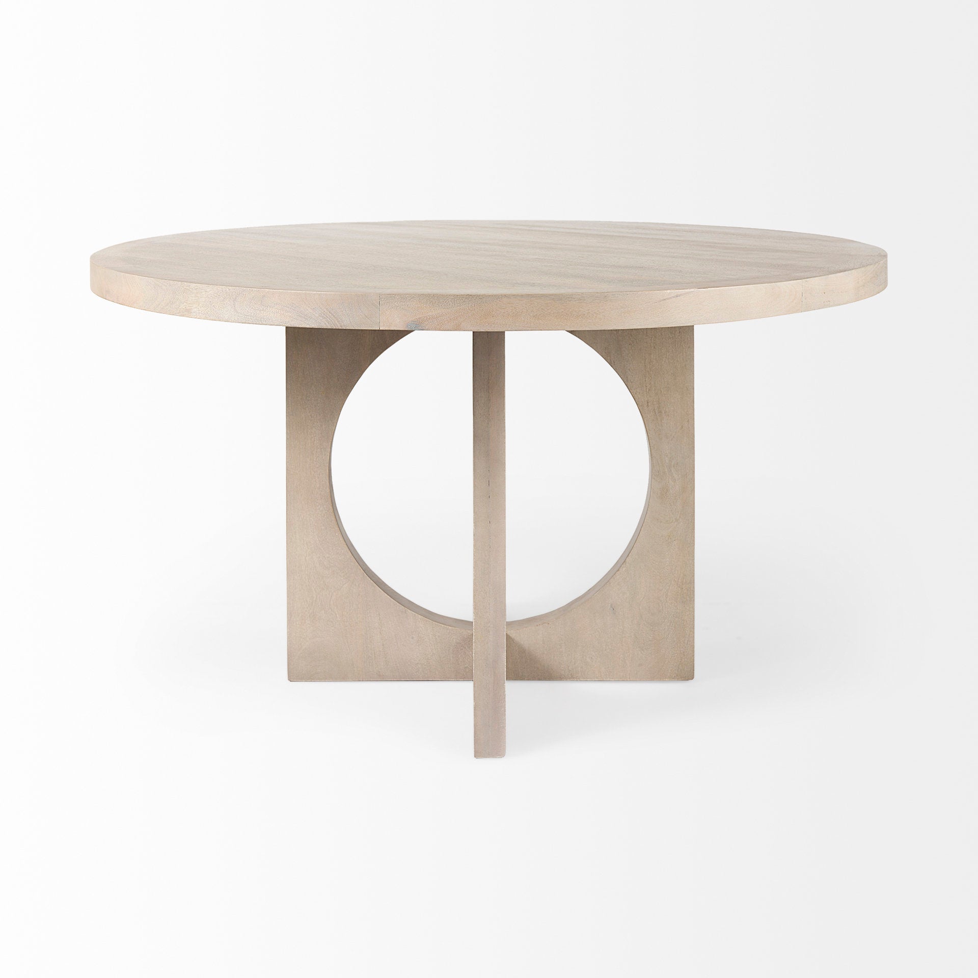 Liesl 54.L x 54.0W x 30.0H Barely Gray Finished Wood W/ Circular Top Dining Table - Central Designs