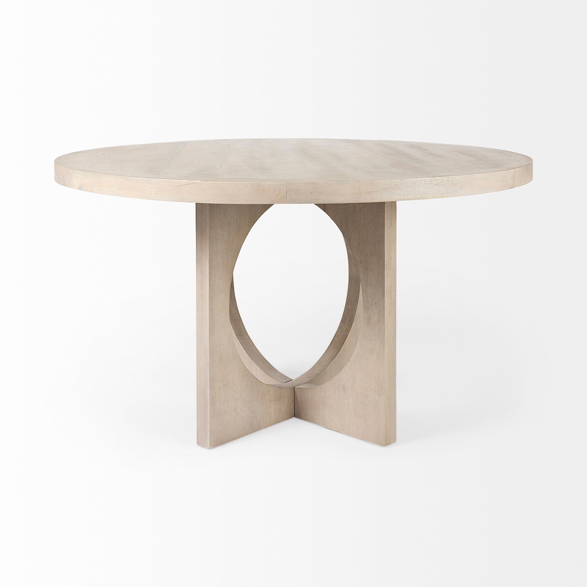 Liesl 54.L x 54.0W x 30.0H Barely Gray Finished Wood W/ Circular Top Dining Table - Central Designs