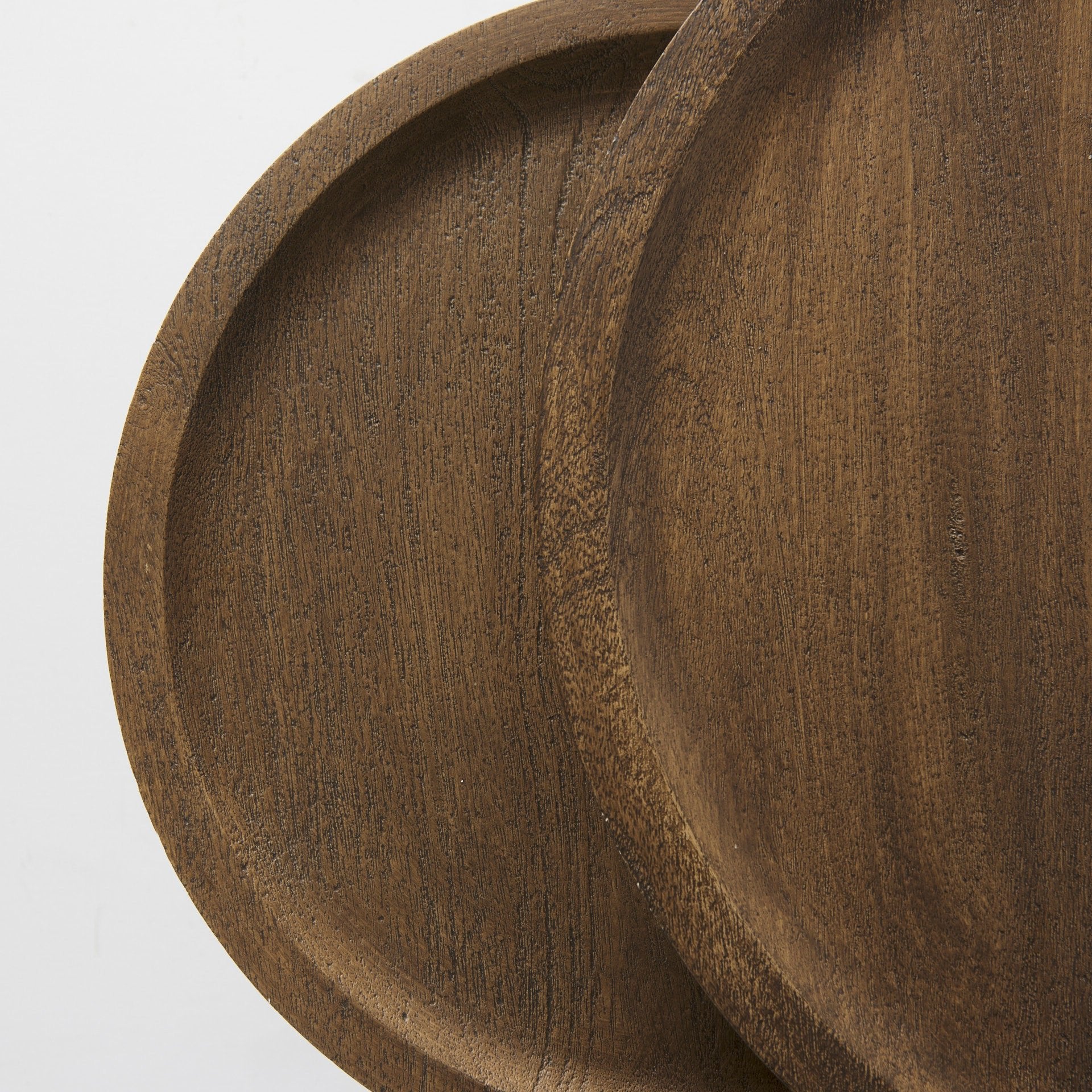 Aisley (Set of 2) 19.3L x 19.3W x 19H Light Brown Wood W/ Black Metal Base Round Nesting Side Tables - Central Designs