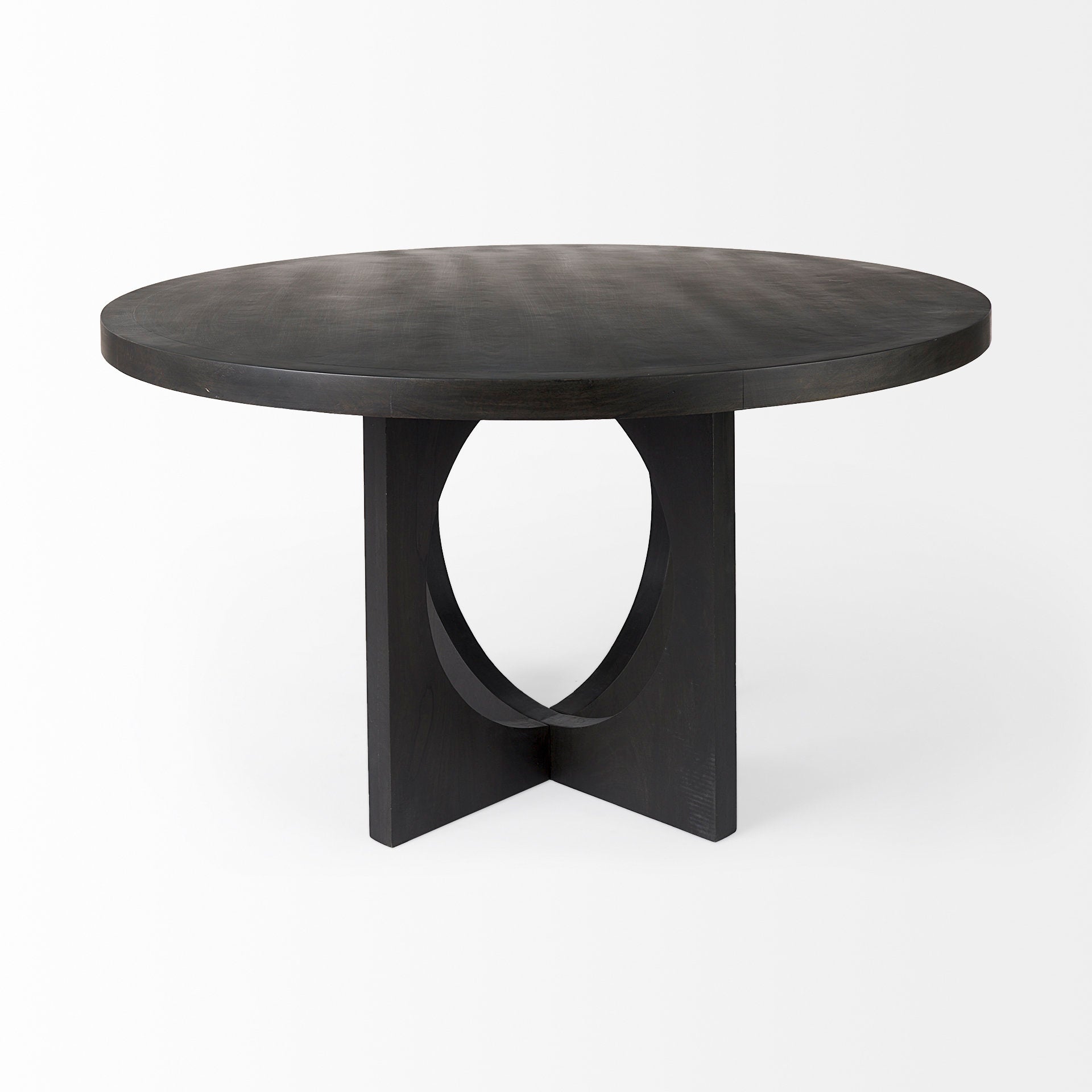 Liesl 54.L x 54.0W x 30.0H Black Wood W/ Circular Top Dining Table - Central Designs