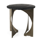 Reinhold II 21L x 21W x 21H Black Marble Top Iron Side Table - Central Designs